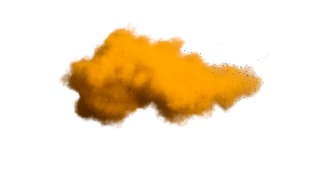 Bright orange cloud of powder creating an energetic atmosphere