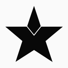Obraz premium Bold black star icon with a unique geometric design featuring an inner v shape and sharp points on a clean white background