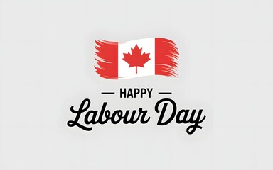 Canadian Flag Waving with Happy Labour Day Text Canada holiday