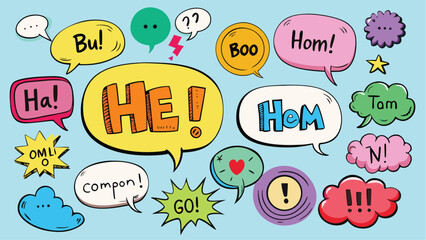 Colorful Speech Bubbles with Exclamations