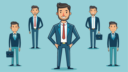 Set of Businessman Character Poses and Outfits