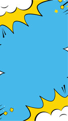 Comic Style Speech Bubble Illustration: a dynamic illustration with a captivating comic-style speech bubble. The blue backdrop is punctuated by striking yellow and white accents.