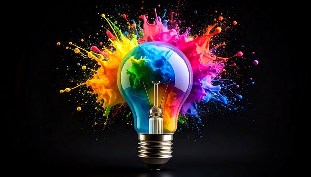 Colorful light bulb explosion