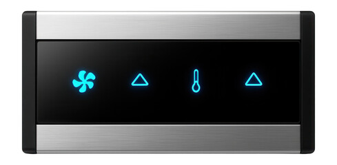 Flush-mounted climate control panel with backlit touch buttons