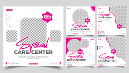 The luxury, clean, modern, creative, beauty center, med & spa social media post design template. Use for any beauty or fashionable commercial business purpose.