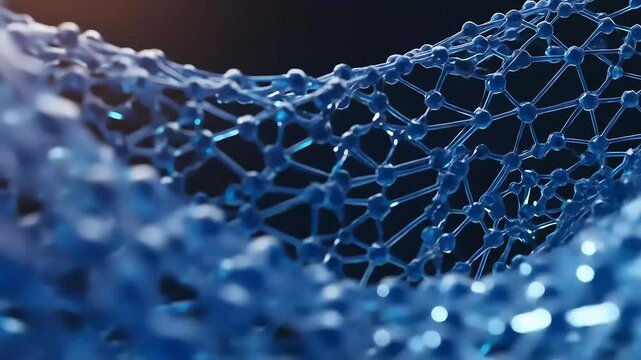 Blue Network Structure with Abstract 3D.