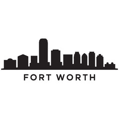 Obraz premium Fort Worth skyline horizontal banner. Fort Worth, Texas. Vector template for your design. Vector black silhouette. with white background