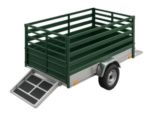 Livestock trailer with slatted sides and rear loading ramp