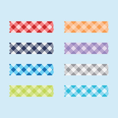Label sticker set with diagonally arranged gingham patterns in 8 calm colors. Great for planner layouts, journaling, scrapbooks, and stationery projects.