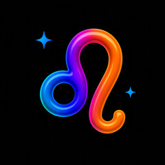 Obraz premium Pisces zodiac sign in vibrant colors on a black background 