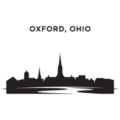 Fototapeta premium Oxford, Ohio skyline horizontal banner. Oxford, Ohio. Vector template for your design. Vector black silhouette. with white background