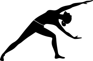Fototapeta premium Yoga Poses Silhouette – Female Workout Vector Illustration on White Background