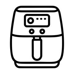 air fryer black and white icon clean line art, doodle style. Ideal for logo, tattoo, app, coloring book, web design, infographics, banner, poster, and more. Vector illustration