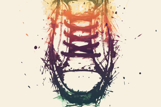 Colorful sneaker design, in artistic style, for fashion branding