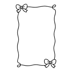 frame with bows black and white icon clean line art, doodle style. Ideal for logo, tattoo, app, coloring book, web design, infographics, banner, poster, and more. Vector illustration