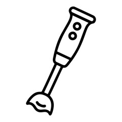 Hand Blender black and white icon clean line art, doodle style. Ideal for logo, tattoo, app, coloring book, web design, infographics, banner, poster, and more. Vector illustration