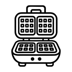 waffle iron outline icon line art, black and white doodle style. Ideal for logo, tattoo, app, coloring book, web design, infographics, banner, poster, and more. Vector illustration