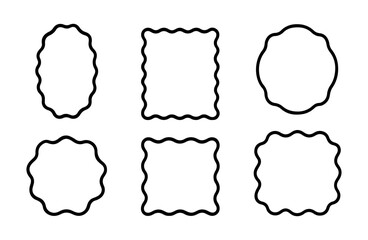 wavy frames outline icon line art, black and white doodle style. Ideal for logo, tattoo, app, coloring book, web design, infographics, banner, poster, and more. Vector illustration