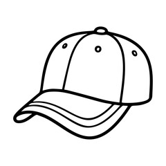 baseball cap black and white icon clean line art, doodle style. Ideal for logo, tattoo, app, coloring book, web design, infographics, banner, poster, and more. Vector illustration