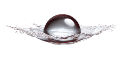 Droplet splashes in a circular shape on a clear background