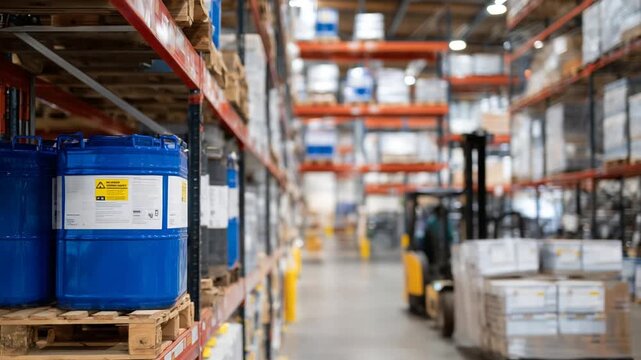 Explore best practices in hazardous chemical storage with multi-tiered shelving, clear warning labels, leak-proof containers, and secondary containment structures.