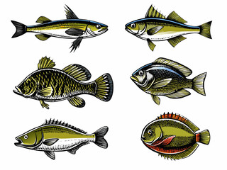 Fototapeta premium set of various fish