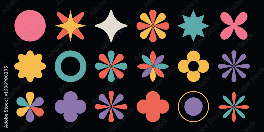 Aufkleber abstract geometric shapes collection with colorful elements for creative design projects