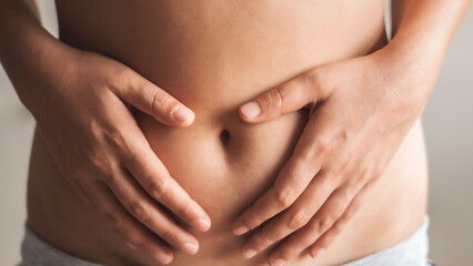 Body care, pregnancy or diet concept	