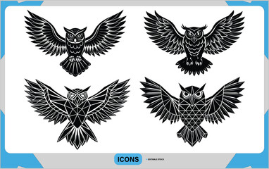 Geometric Owl Vector Modern Flying Bird Logo for Branding & Tattoos