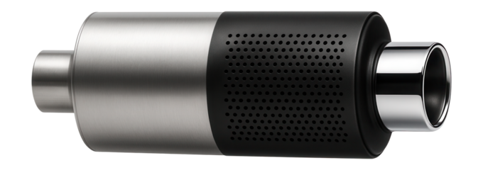 Round exhaust muffler with an integrated heat shield
