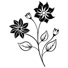Elegant Monochrome Floral Branch