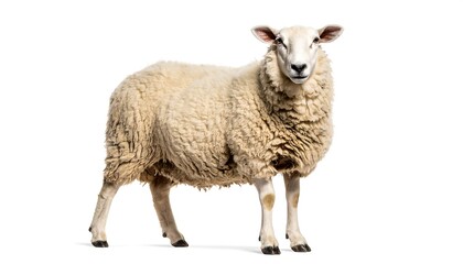 Fototapeta premium Sheep standing against white background