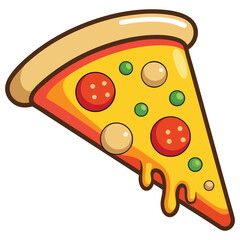 Delicious Cartoon Pizza Slice