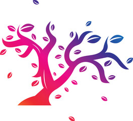A stylized tree with leaves and roots silhouette vector illustration set, A tree with leaves and roots vector