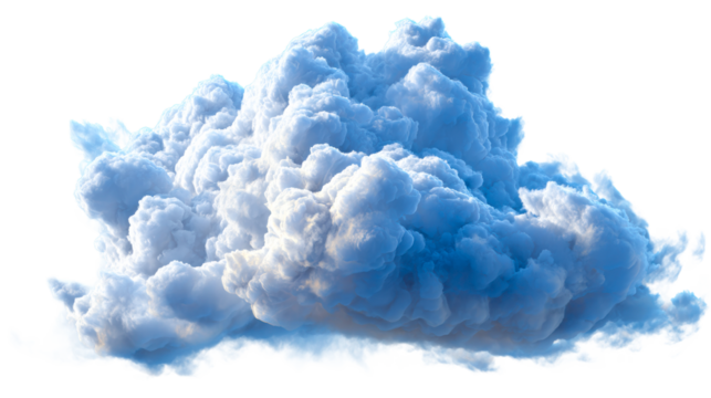 Soft fluffy white cloud floating against a clear background