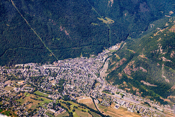 French Pyrénées mountain chain fom aerial view