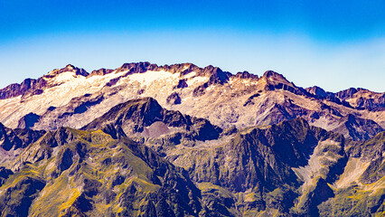 French Pyrénées mountain chain fom aerial view
