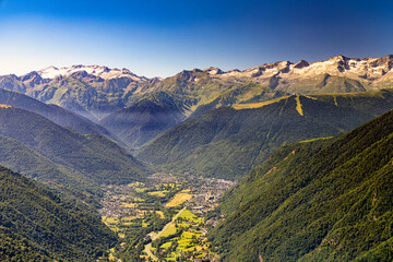 French Pyrénées mountain chain fom aerial view