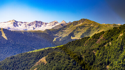 French Pyrénées mountain chain fom aerial view