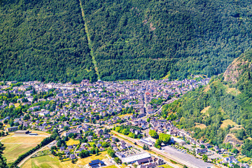 French Pyrénées mountain chain fom aerial view
