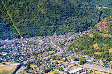 French Pyrénées mountain chain fom aerial view