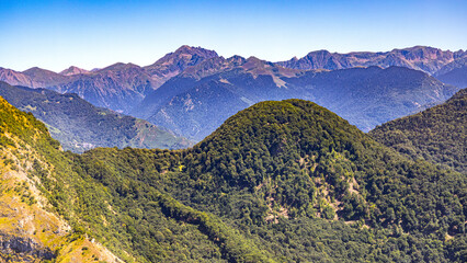 French Pyrénées mountain chain fom aerial view