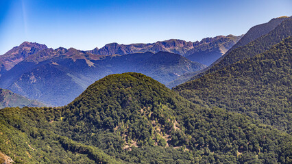 French Pyrénées mountain chain fom aerial view