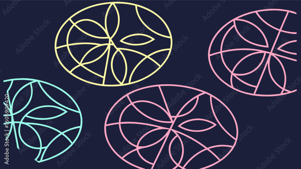 Poster abstract floral pattern design with colorful ovals and leaf shapes vector art illustration for backg