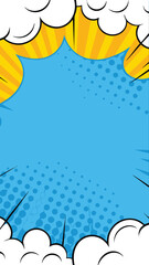 Comic Burst: Dynamic illustration of a comic burst, radiating energy and anticipation, suitable for text insertion. 