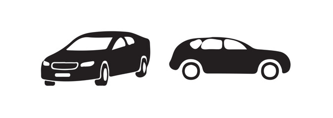 Car icon set. Modern family car silhouette symbols, personal transportation, and small auto types. Isolated on white background. Vector  illustration eps 10.