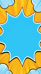 Comic Book Burst: A vivid comic book burst explodes with dynamic energy. The illustration uses striking colors, sharp lines, and a classic aesthetic, offering an engaging visual experience.