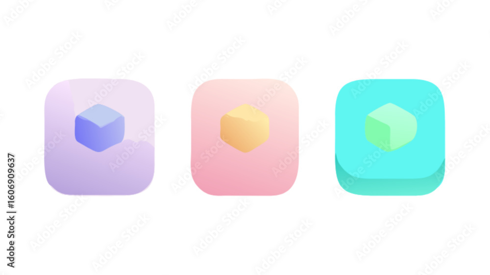 Poster isometric cube icon set design for ui and ux design projects and graphic design and web design eleme