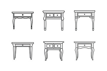 console table icon line art vector illustration