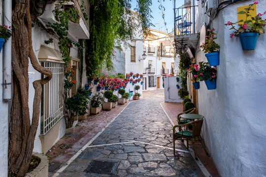 Fototapeta Marbella old town in Andalucia Spain. Streets of Marbella, Spanish typical houses, in the region of Andalucia 
